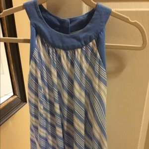 NY and Co blue and white halter top with shelf bra